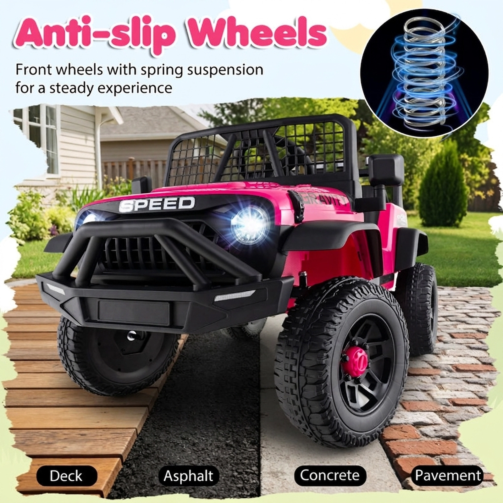 SUGIFT 24V Ride On Car with Parent Remote Control 66-lb Capacity Ages 3+ 38 x 24 x 23 in with Music Pink