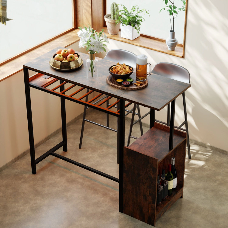 Hivvago Rectangular Bar Table With Charging Station And Led Light