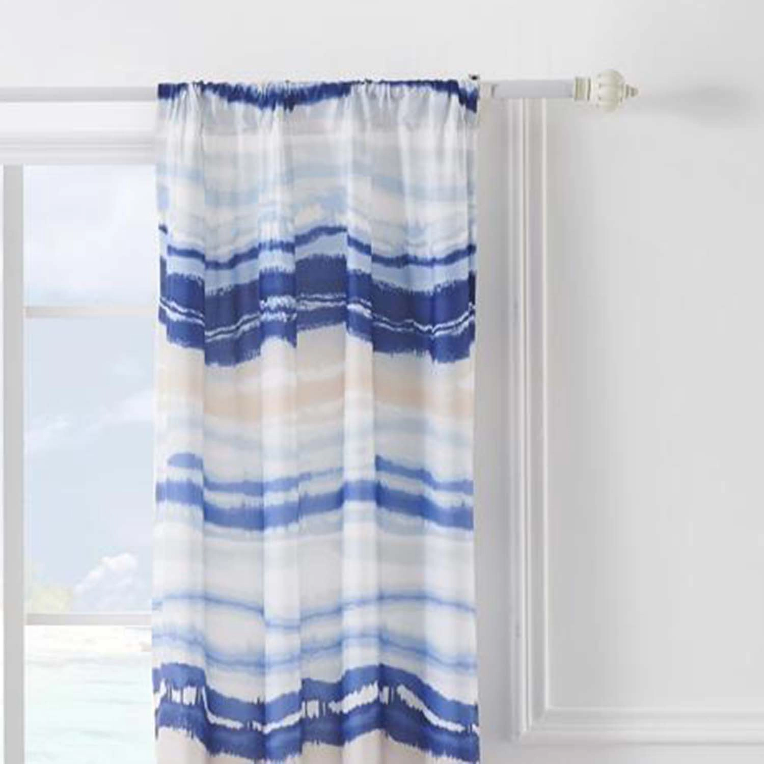 Barefoot Bungalow Crystal Cove Curtain Panel Pair - Set of 2 - 42x84" and 3x24, Blue