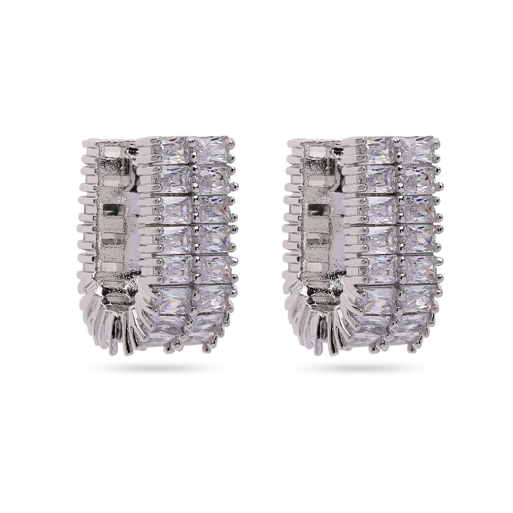 AGP PARIS Womens Shimmering Rectangular Hoop Earrings