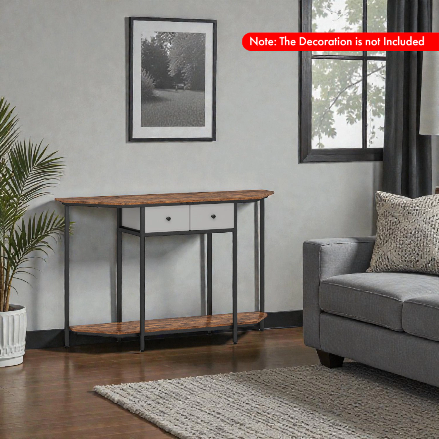 Hivvago Functional Living Room Table Featuring Two Drawers and Open Shelf