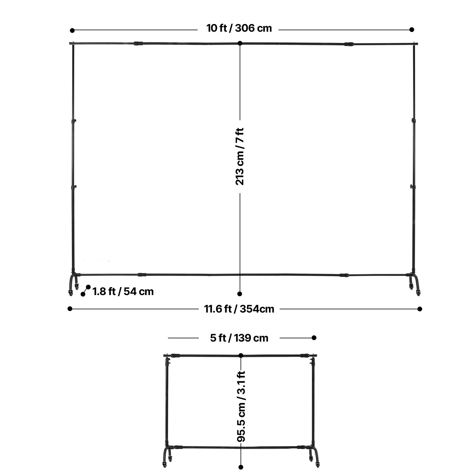 HONGGE Backdrop Stand, Adjustable Photo Backdrop Stand Kit, Background Backdrop Stand, Heavy Duty Projector Screen Stand