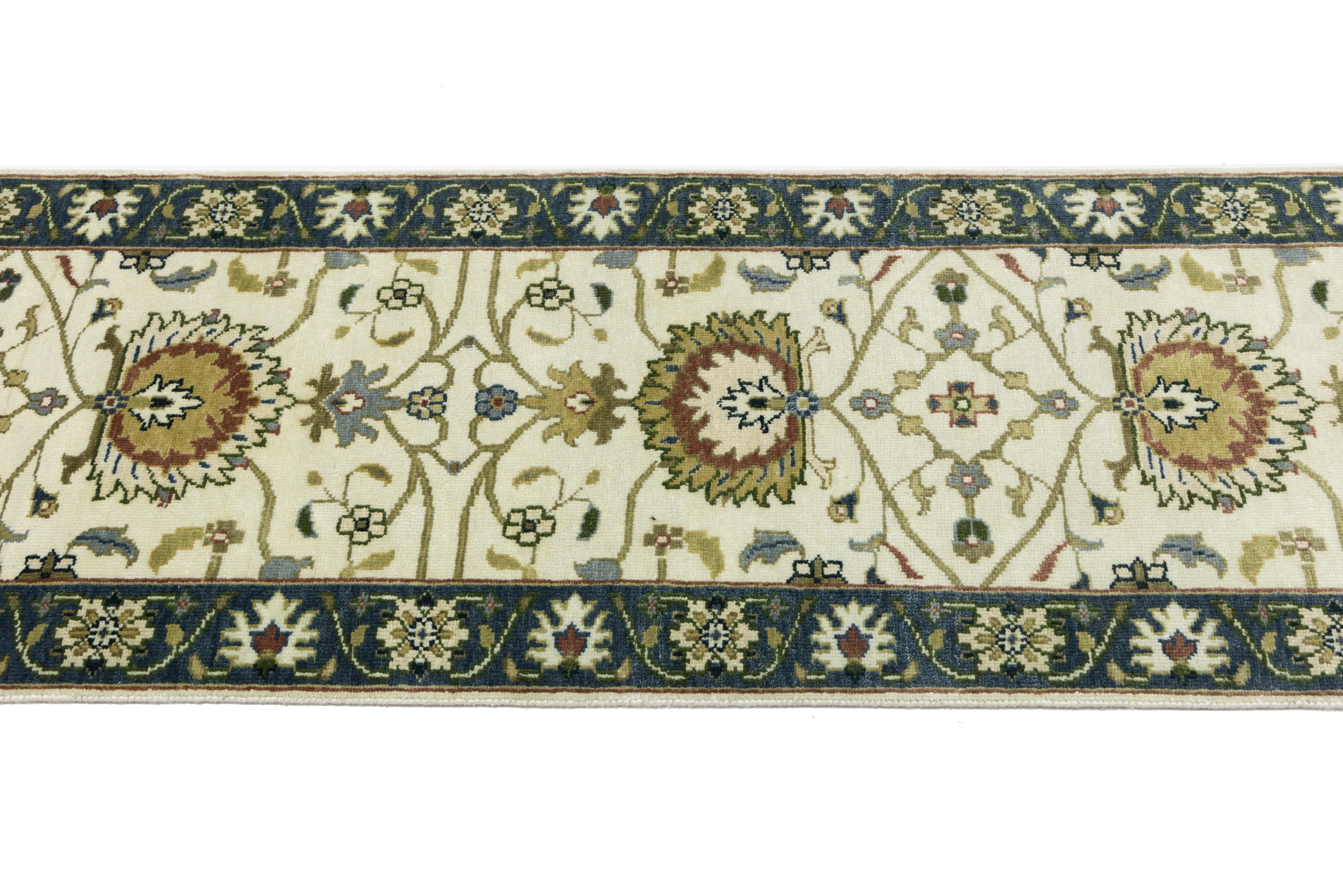Magic Rugs Cream Floral Osh Chobi 2'6X14 Peshawar Oriental Runner Rug