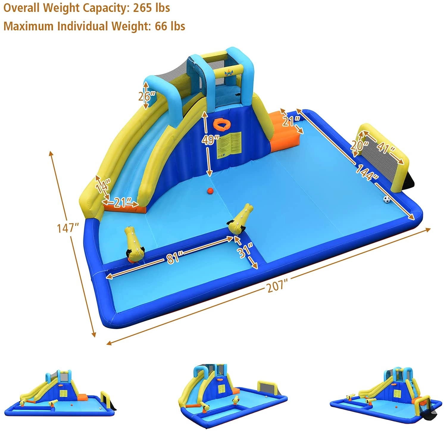 Hivvago 6-in-1 Inflatable Water Slides with Blower for Kids