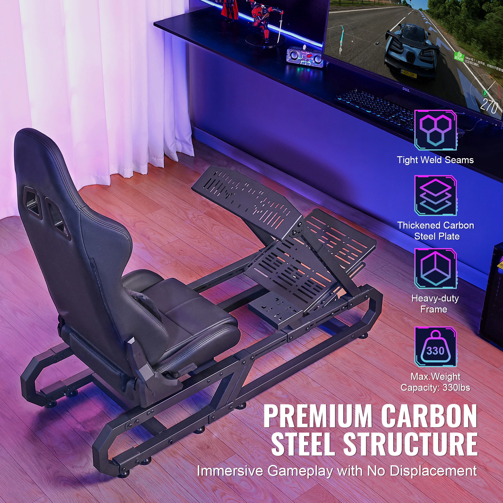 HONGGE Racing Wheel Stand For Logitech G923/G920/G29, Heavy Duty Steel Driving Simulator Cockpit-Thrustmaster T248P