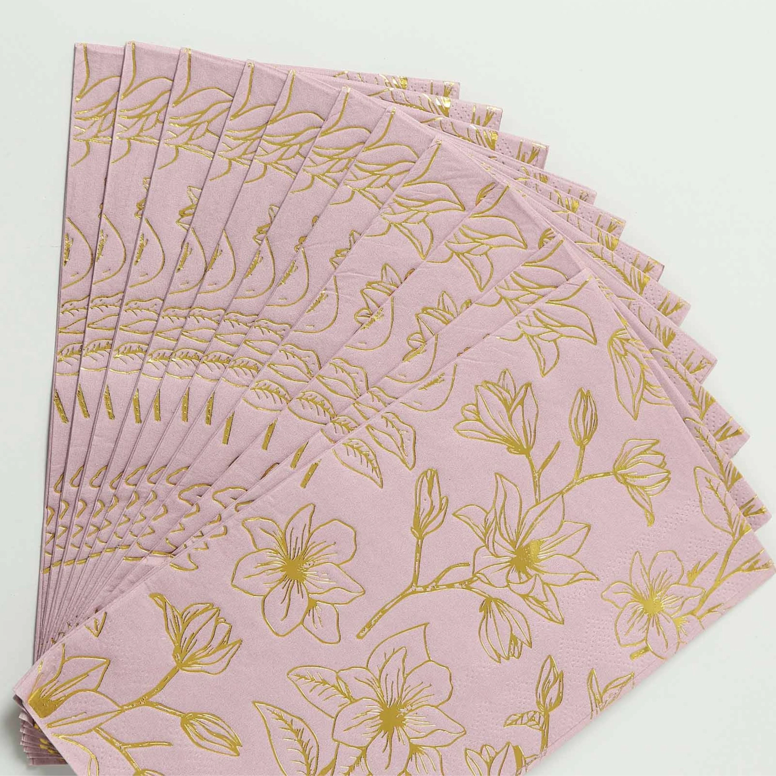 Home Collection Elegant Floral 2 Ply Paper Dinner Napkins Pack of 50
