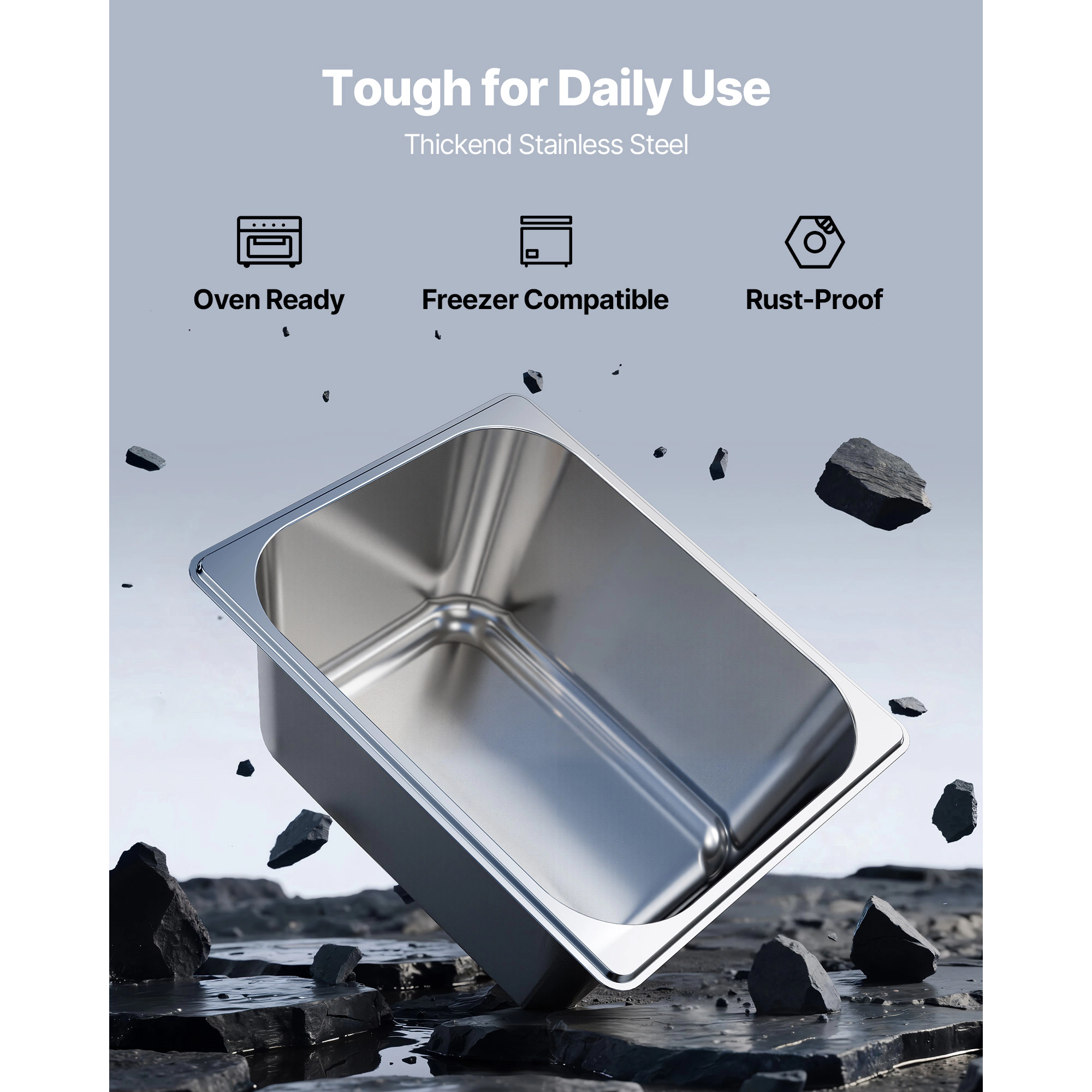 HONGGE Stainless Steam Hotel Pan, Table Steam Pan, Anti Jam Restaurant Supplies Reusable Catering Storage for Home