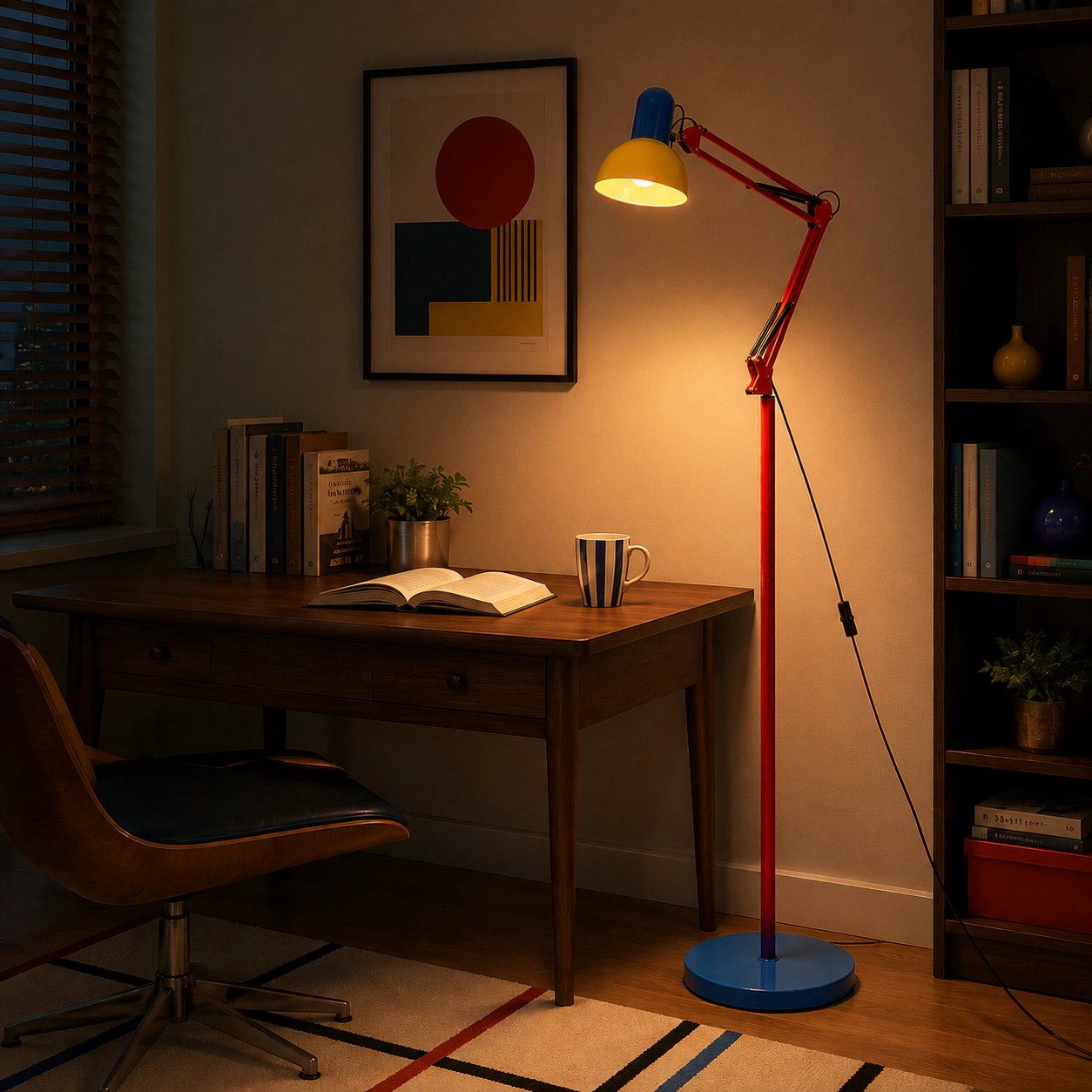 Modern Adjustable Dome Swing Arm Floor Lamp