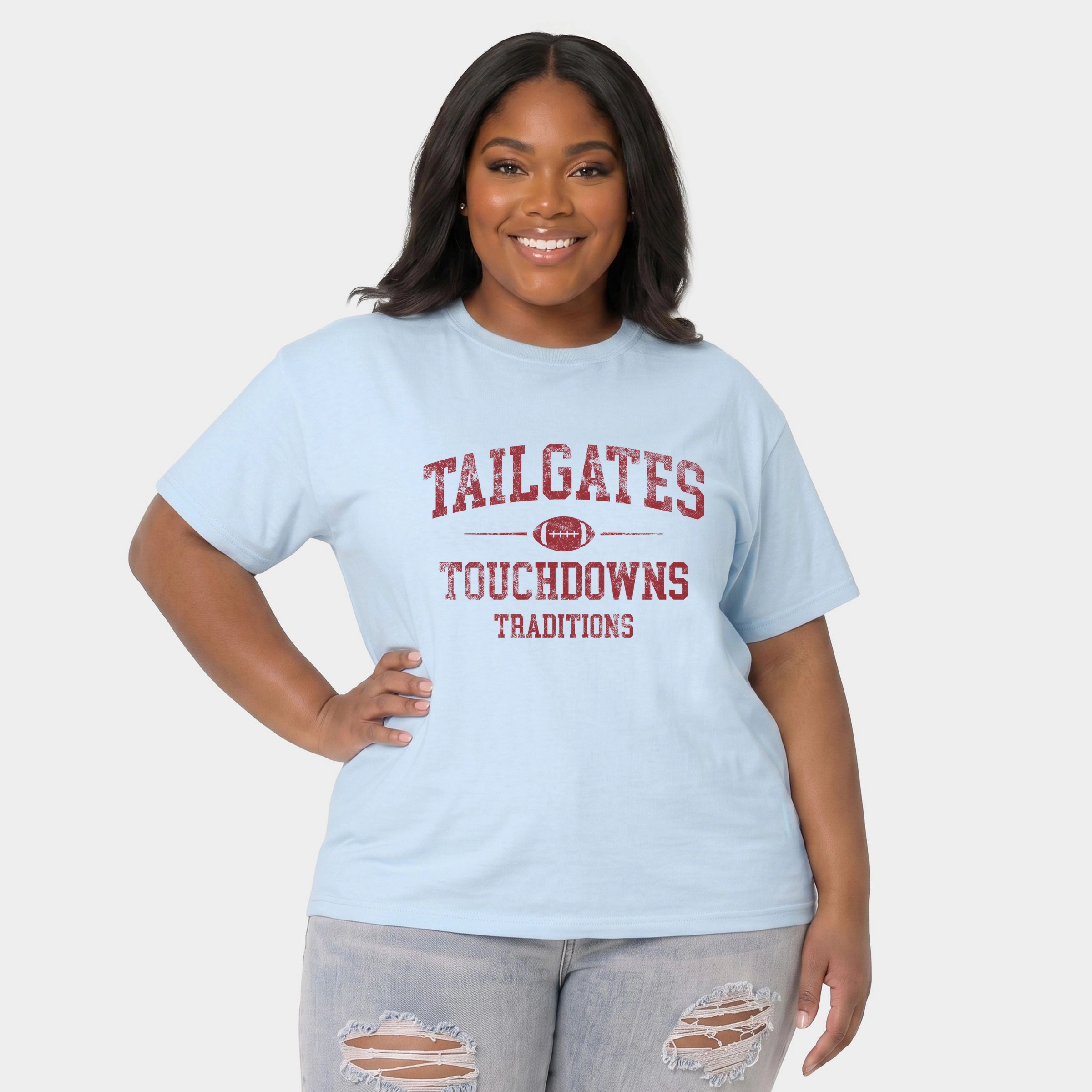 Simply Sage Market - Women's Plus Sized Garment Dyed Graphic T-Shirt Tailgates Touchdowns Traditions