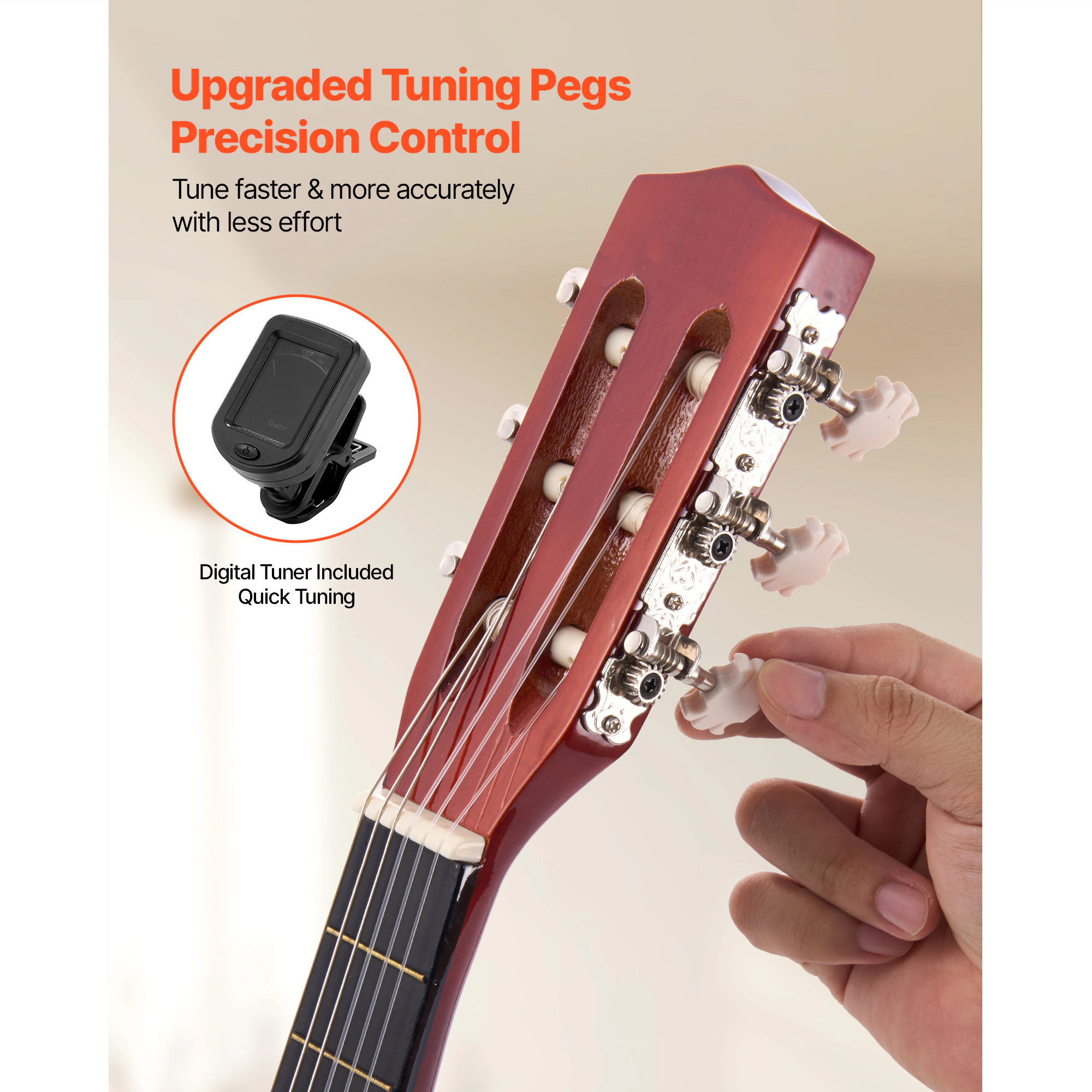 HONGGE Classical Guitar Wood Classical Guitar Starter Kit for Beginners with Nylon Strings Gig Bag Strap Tuner Extra