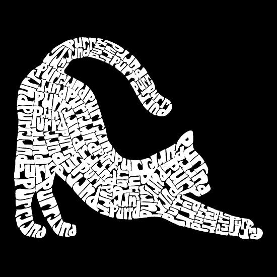 LA Pop Art Boy's Word Art T-Shirt - Stretching Cat