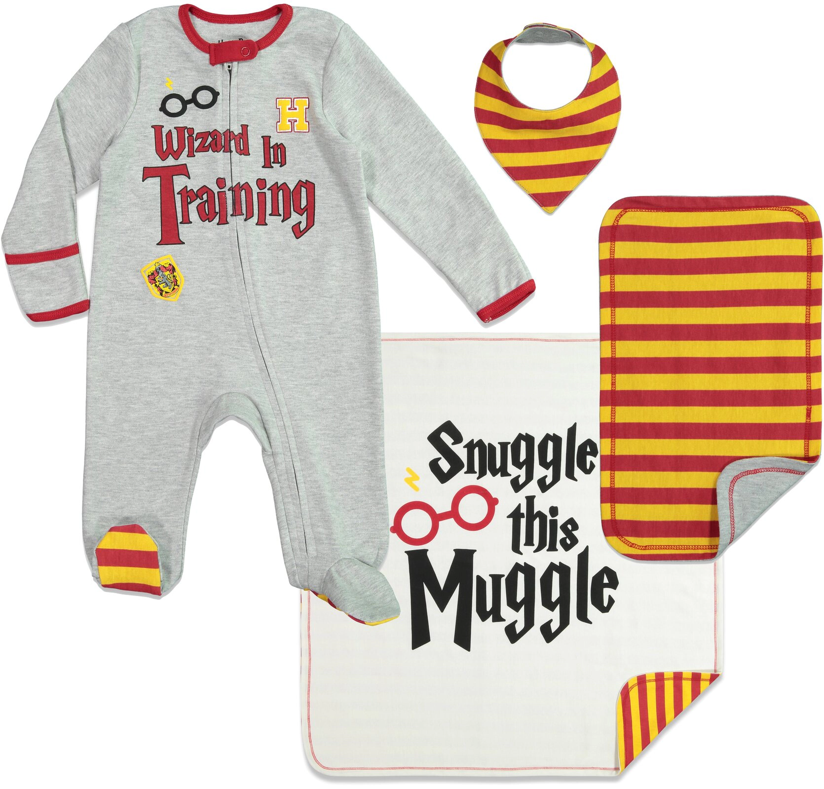 Harry Potter Baby Boy or Girl Footed Sleep N' Play and Accessory Set