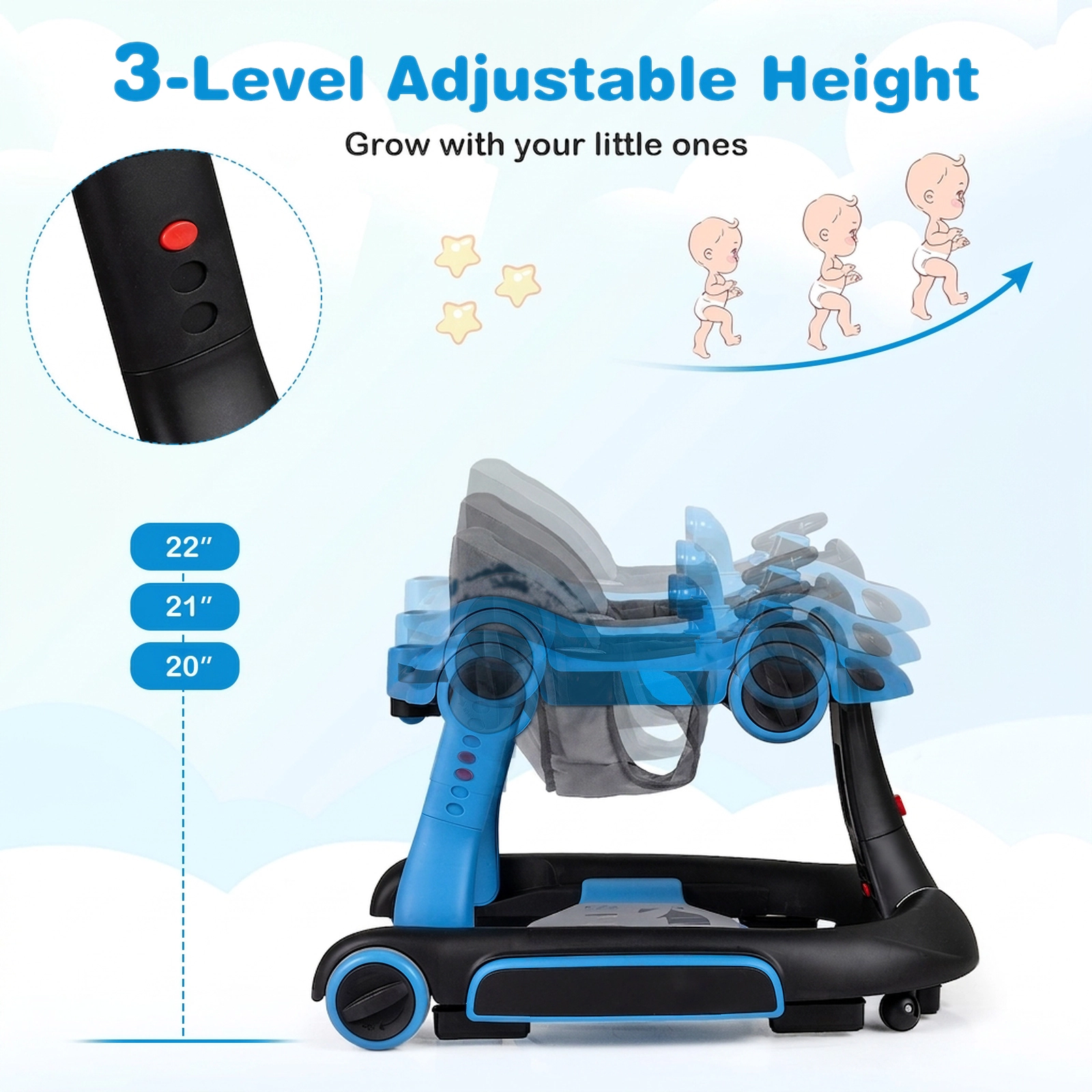 SUGIFT Canopy Activity Center Bouncer and Rocker Combo 6-in-1 Baby Walker