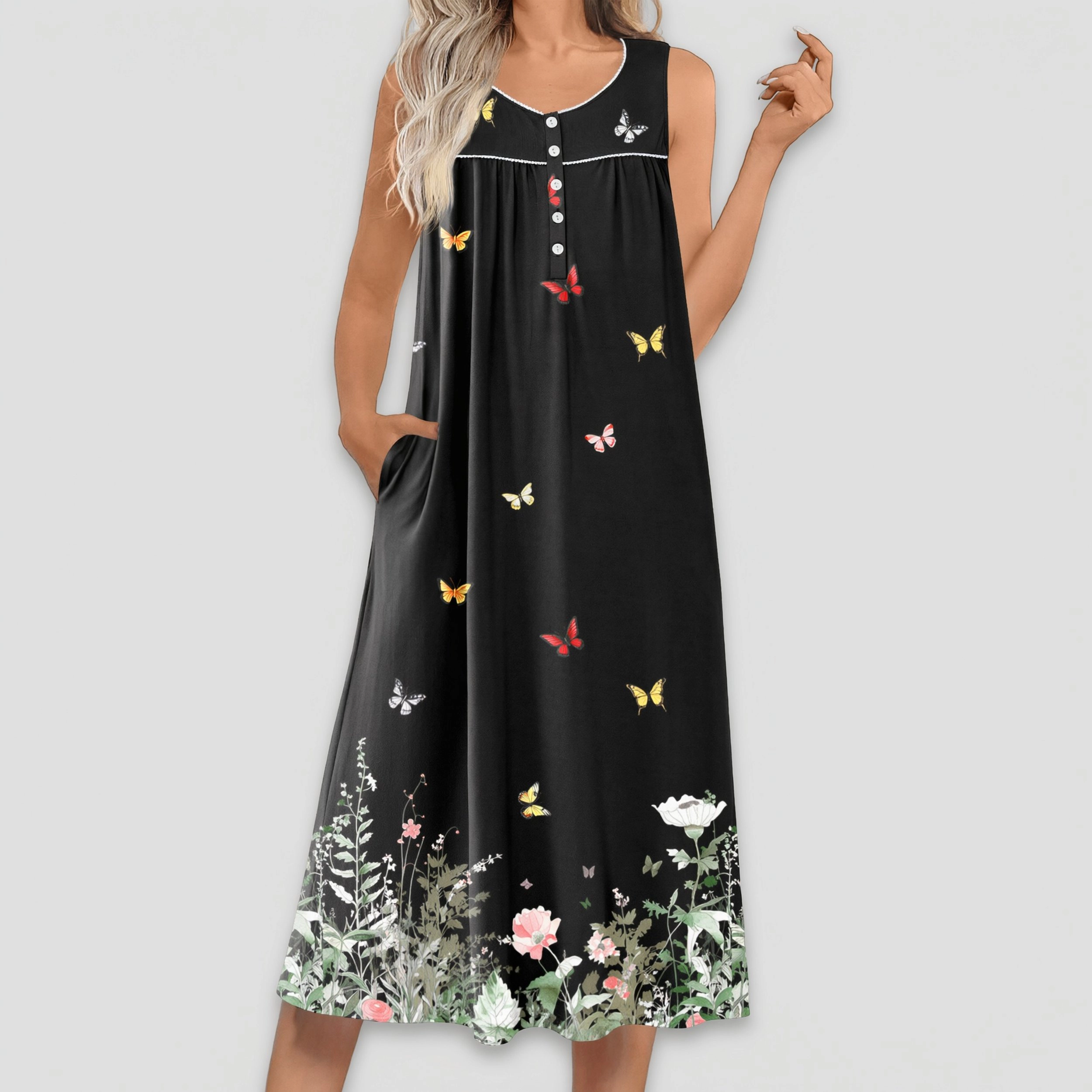 Ekouaer Nightgowns for Women Long Sleeveless Night Gowns Ladies Soft Nightdress Victorian Sleepwear