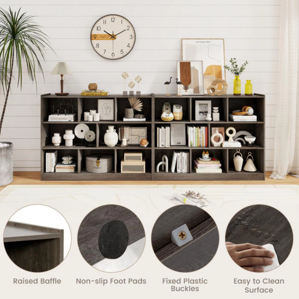 Hivvago 3-Tier Open Bookcase 8-Cube Floor Standing Storage Shelves Display Cabinet