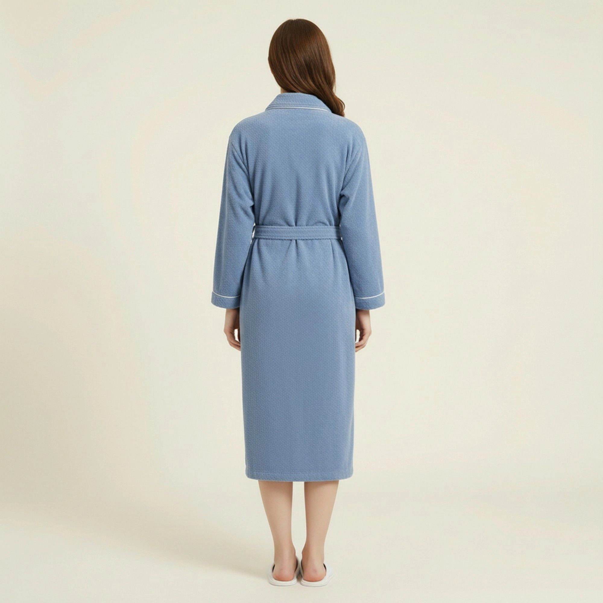 Anna-Kaci Women's Long Plush Robe with Shawl Collar Tie Waist Belt Front Pockets Soft Fleece