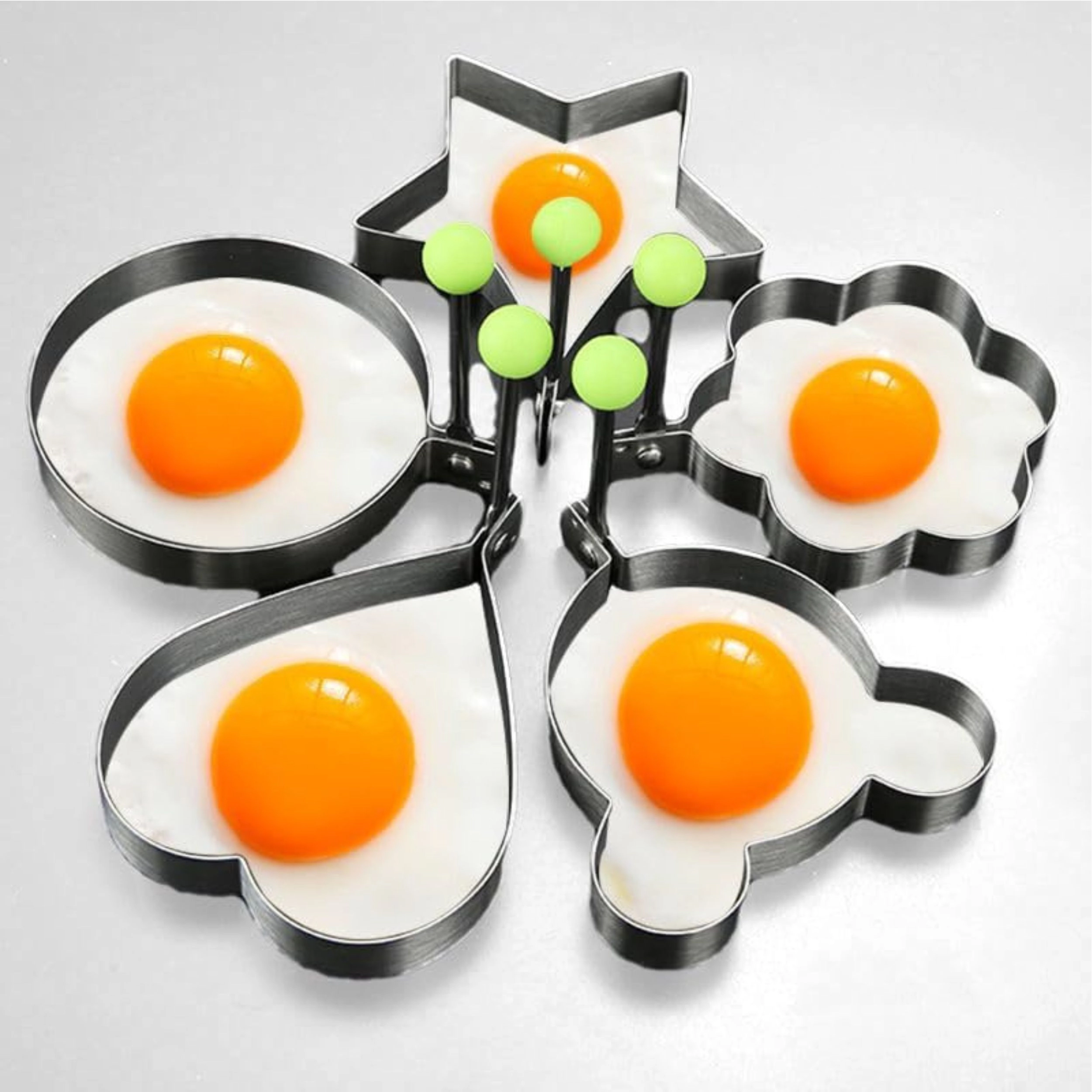 Stock Preferred Pack of 5 Stainless Steel Egg Pancake Rings with Silicone Pastry Brush