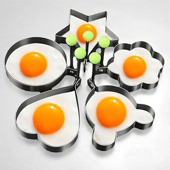 Stock Preferred Pack of 5 Stainless Steel Egg Pancake Rings with Silicone Pastry Brush