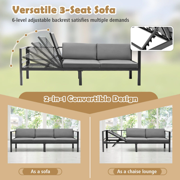 Hivvago 3 Pieces Aluminum Patio Furniture Set With 6-Level Adjustable Backrest