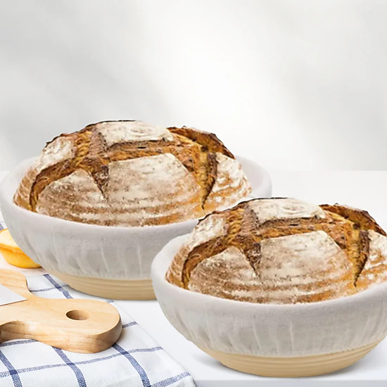 Cheer Collection Sourdough Proofing Set with 2 Round 9-Inch Rattan Bannetons and Baking Tools
