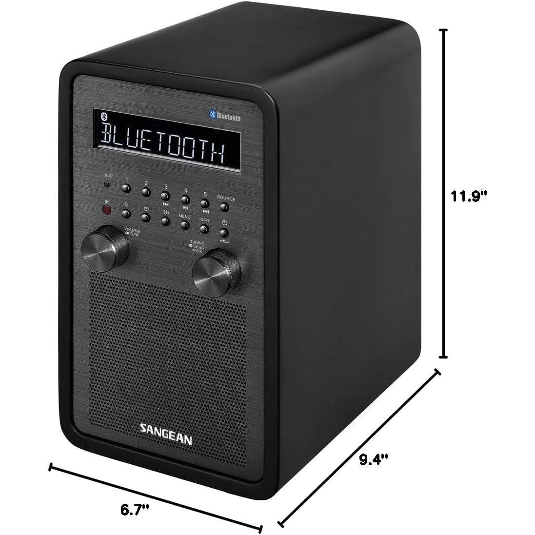SANGEAN WR-50 AM/FM-RDS Bluetooth Tabletop Radio - Wood Cabinet, DSP Tuner