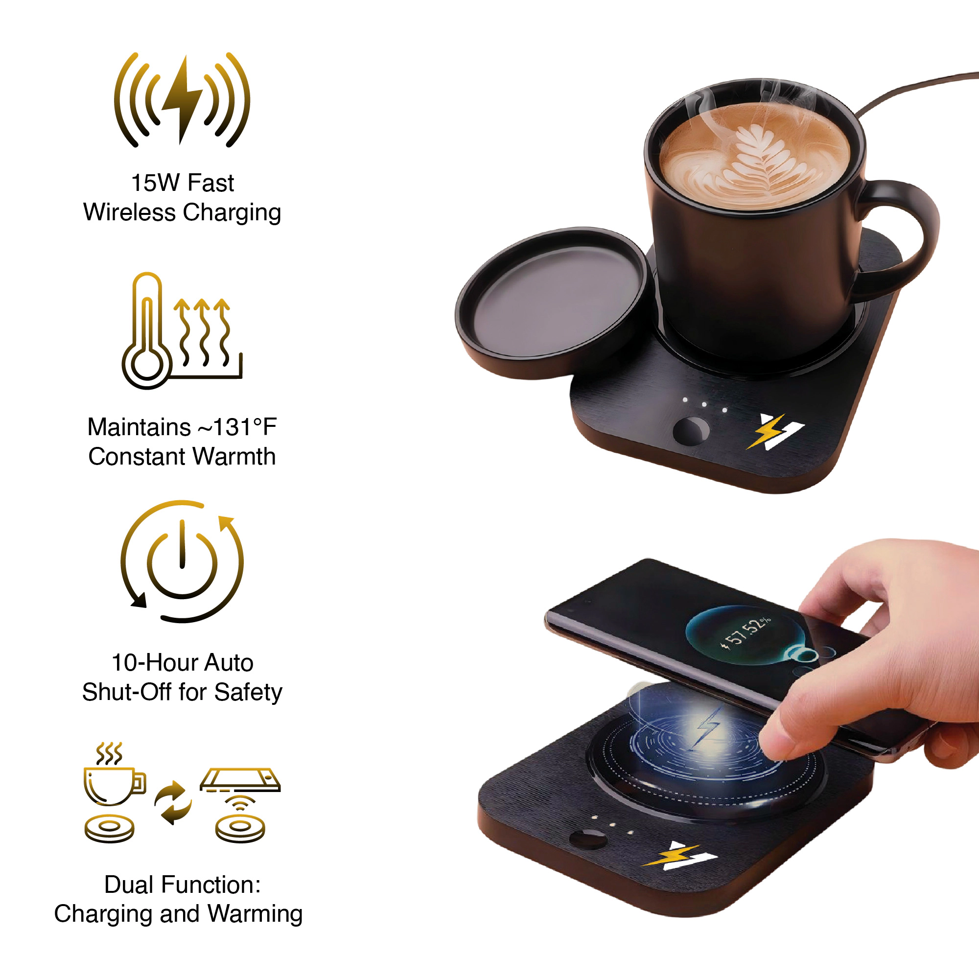 Pursonic Unisex Wireless Charger & Mug Warmer 2-in-1 Sip & Charge