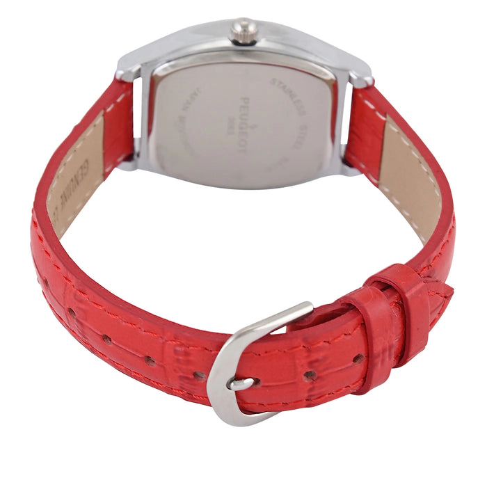 Peugeot Women's 26 x 32mm Cushion Shape Watch with Red Leather Band