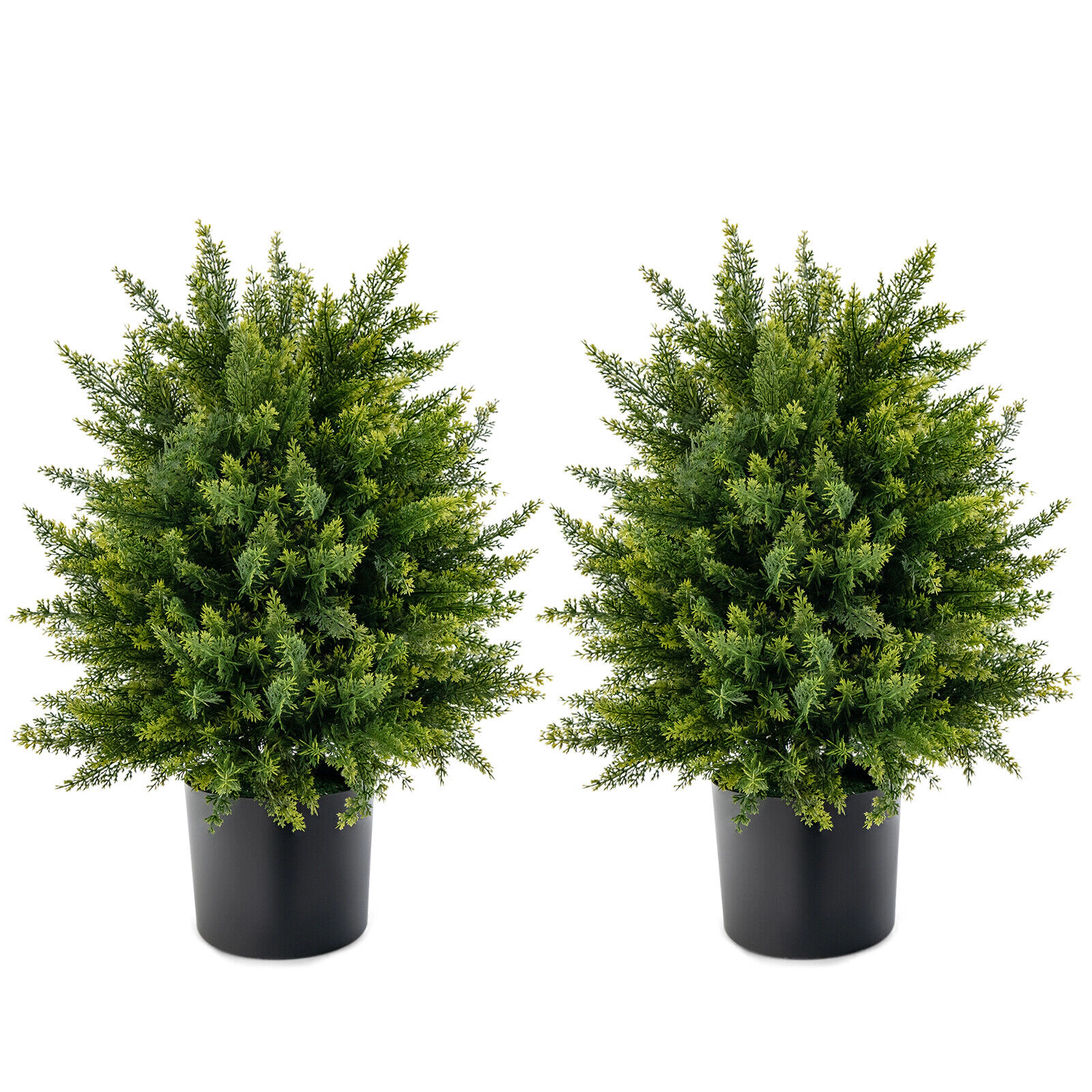 Slickblue 22 in Faux Cedar Topiary Trees Set of 2 for Porch Entryway Decor