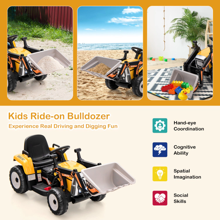 Hivvago 12V Battery Powered Kids Ride on Excavator with Adjustable Arm and Bucket