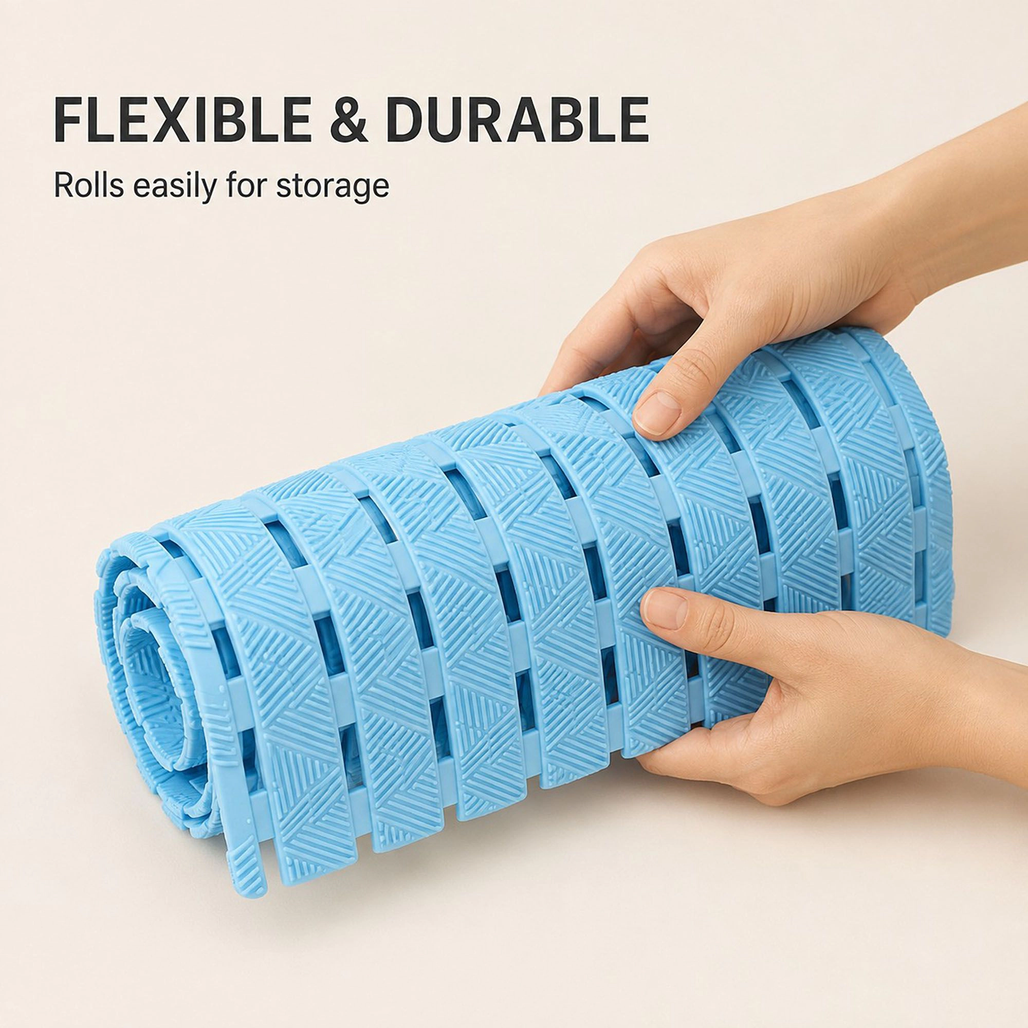 Alilang Unisex Slatted Nonslip Shower Mat Quick Drain Bath 15.7 x 27.6 Inches