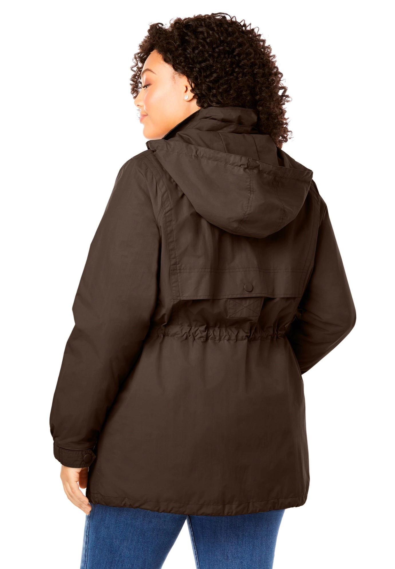 Woman Within Plus Size Taslon Anorak Jacket with Removable Fleece Lining