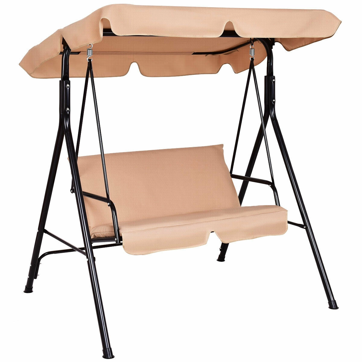 LJG Loveseat Cushioned Patio Steel Frame Swing Glider