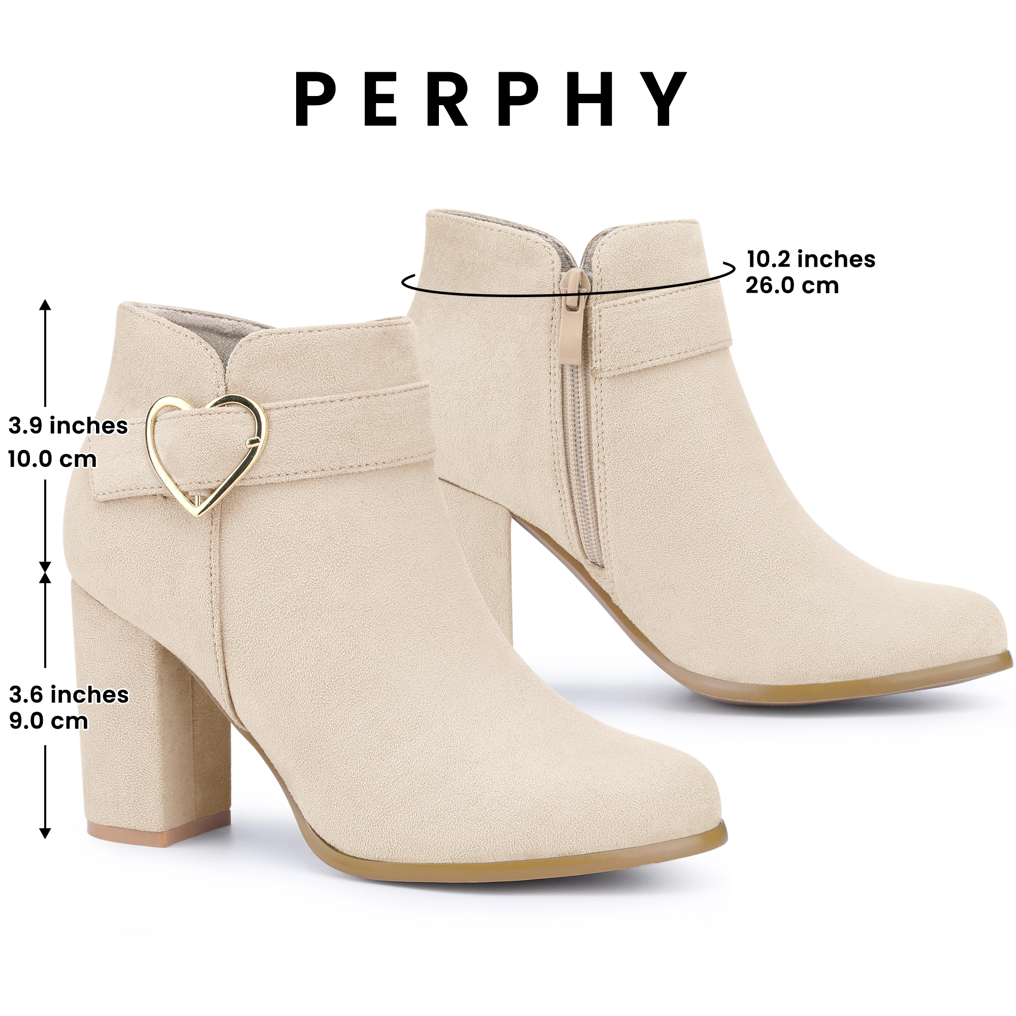 BLISSFUL STEP Buckle Chunky Heels Ankle Boots Women