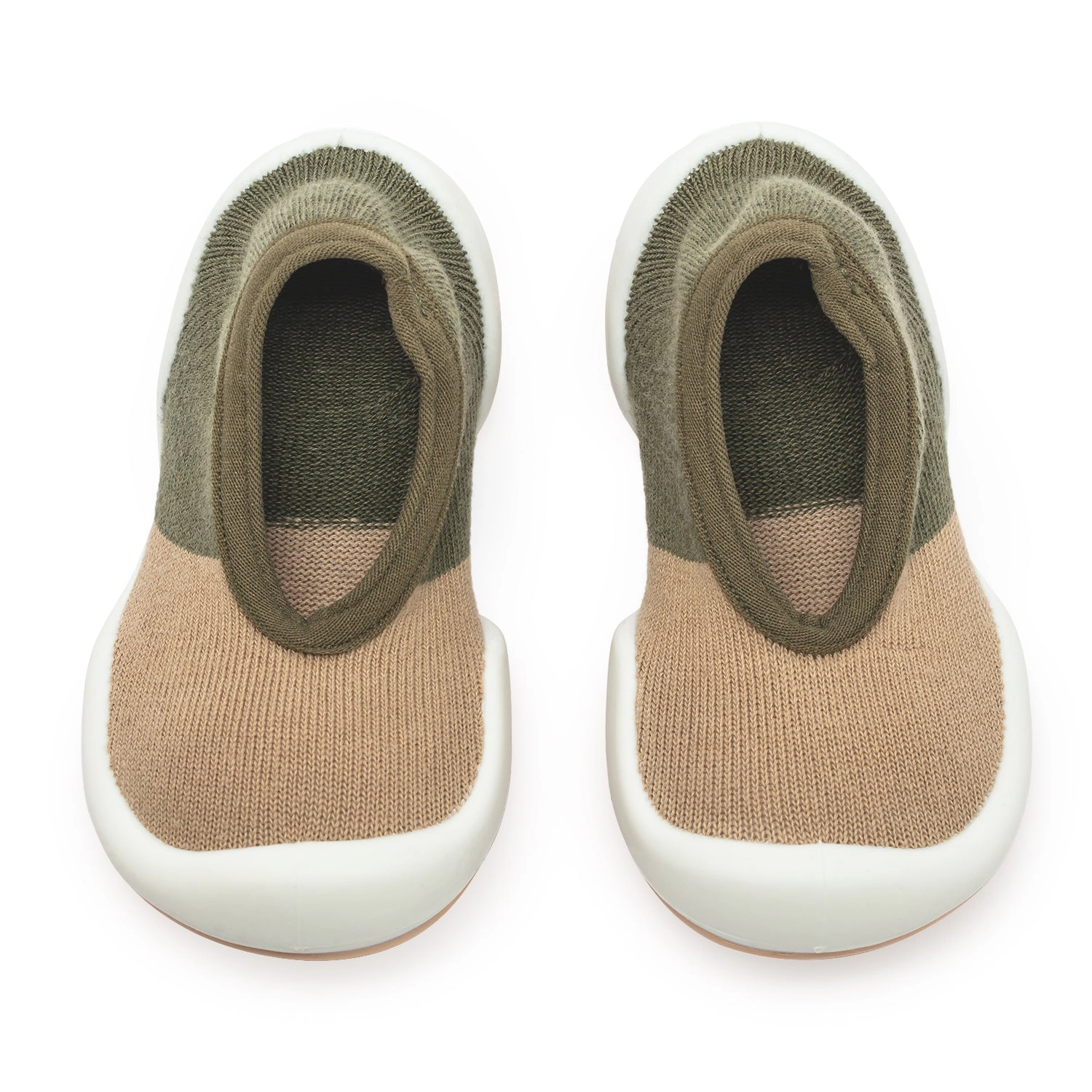 Toddler Breathable Washable Non-Slip Sock Shoes Flat-Color Block Olive
