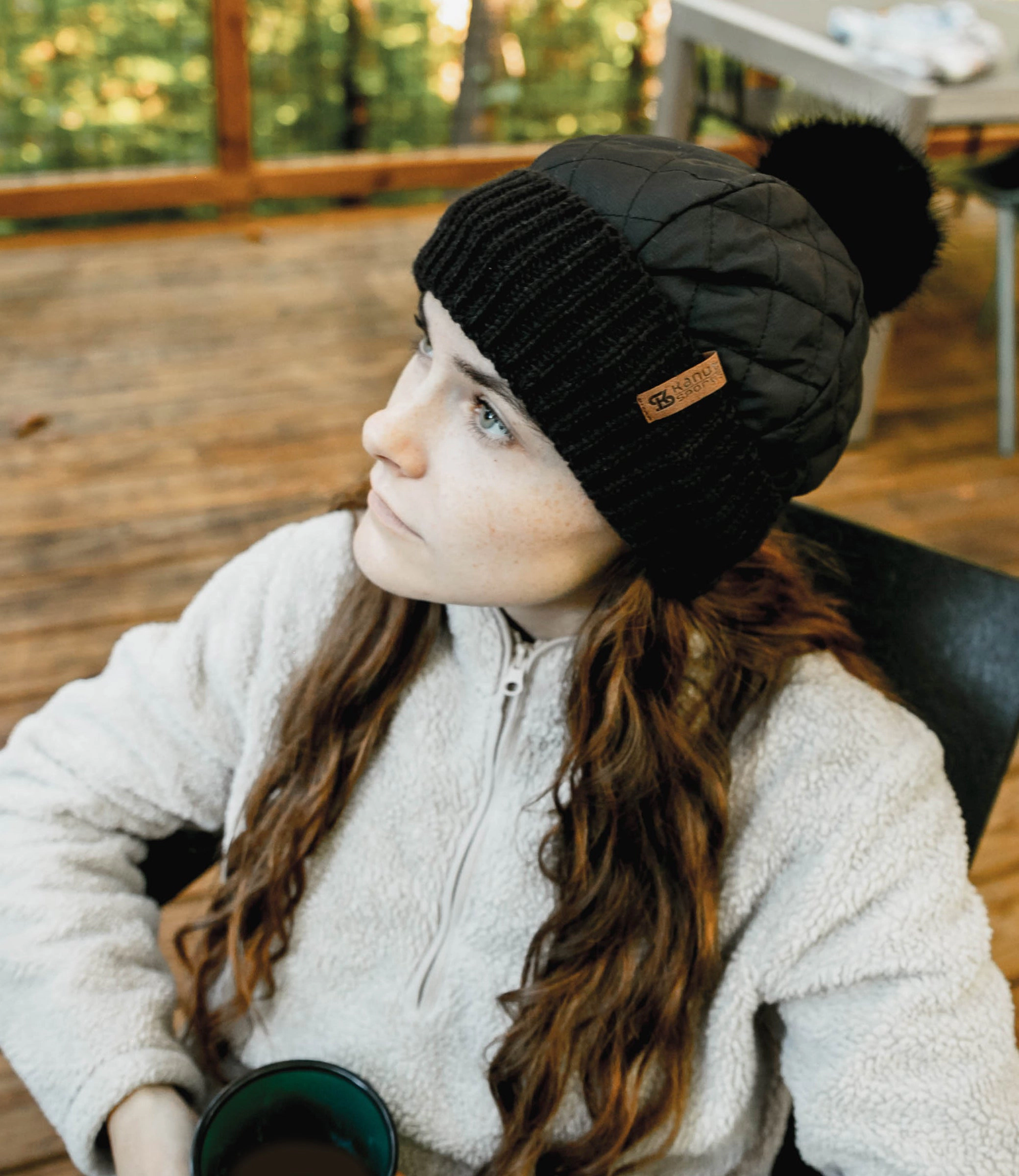 Kanut Sports Collie Cuff Beanie with Faux Fur Pom