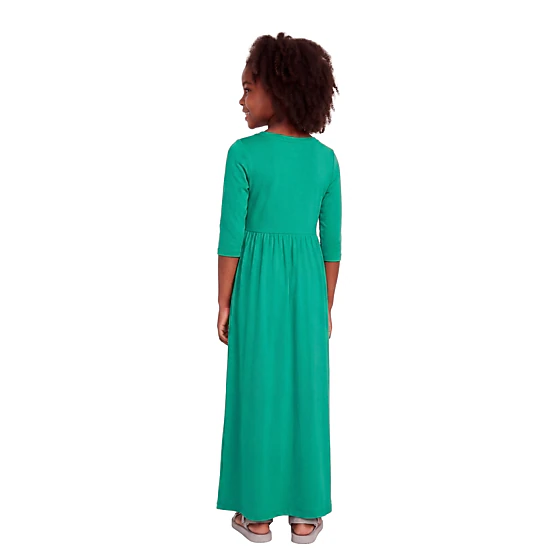 24sevenKid Essential Girls Three Quarter Sleeve Pleated Maxi Dress