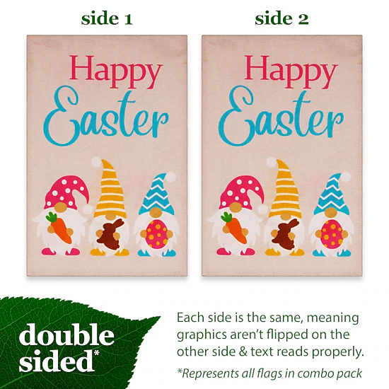 G128 Holiday Gnomes Garden Flag Set 12x18 inch - 12pc Burlap Polyester Double-Sided