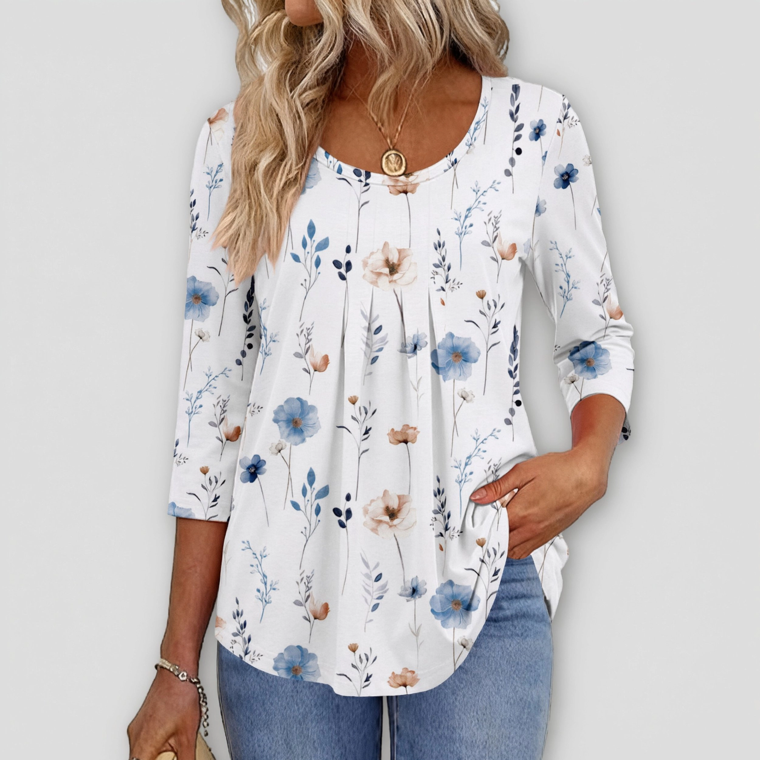 Zeagoo Women Ink Dot Round Neck Top