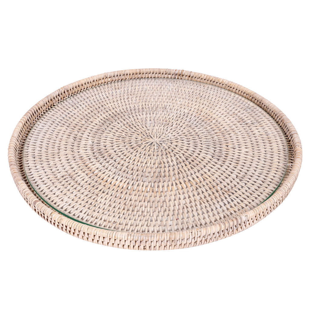 Saboga Home™ Round Flat Tray with Glass Insert