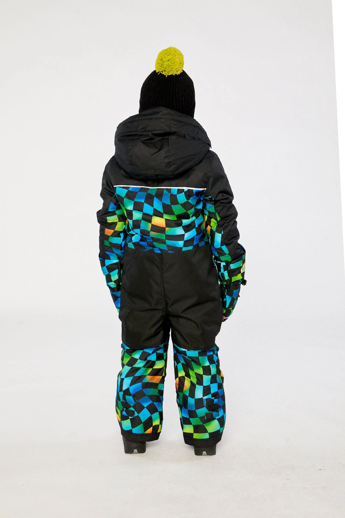 Deux par Boys Checkered Print One Piece Play Snowsuit with Detachable Hood