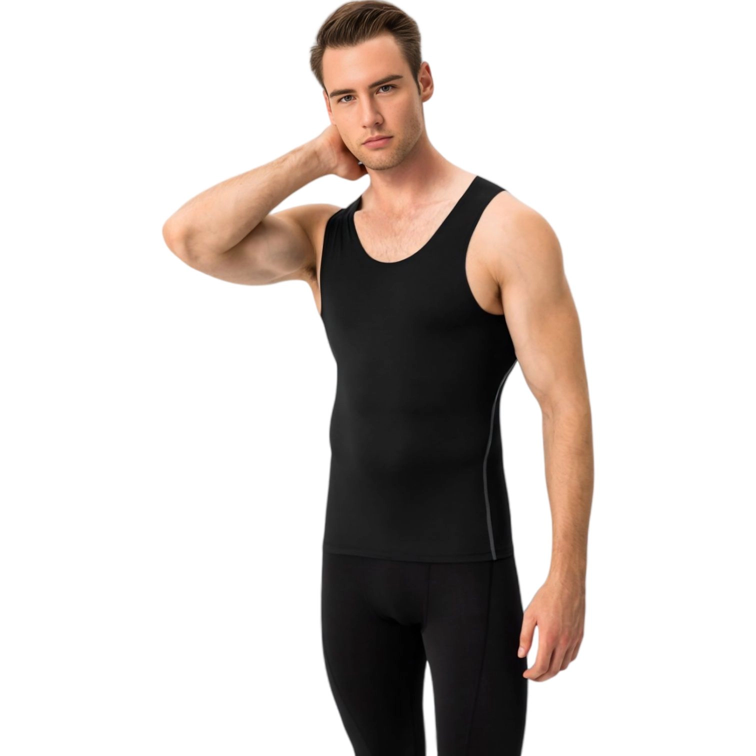 Anna-Kaci Mens Compression Scoop Neck Tank Top
