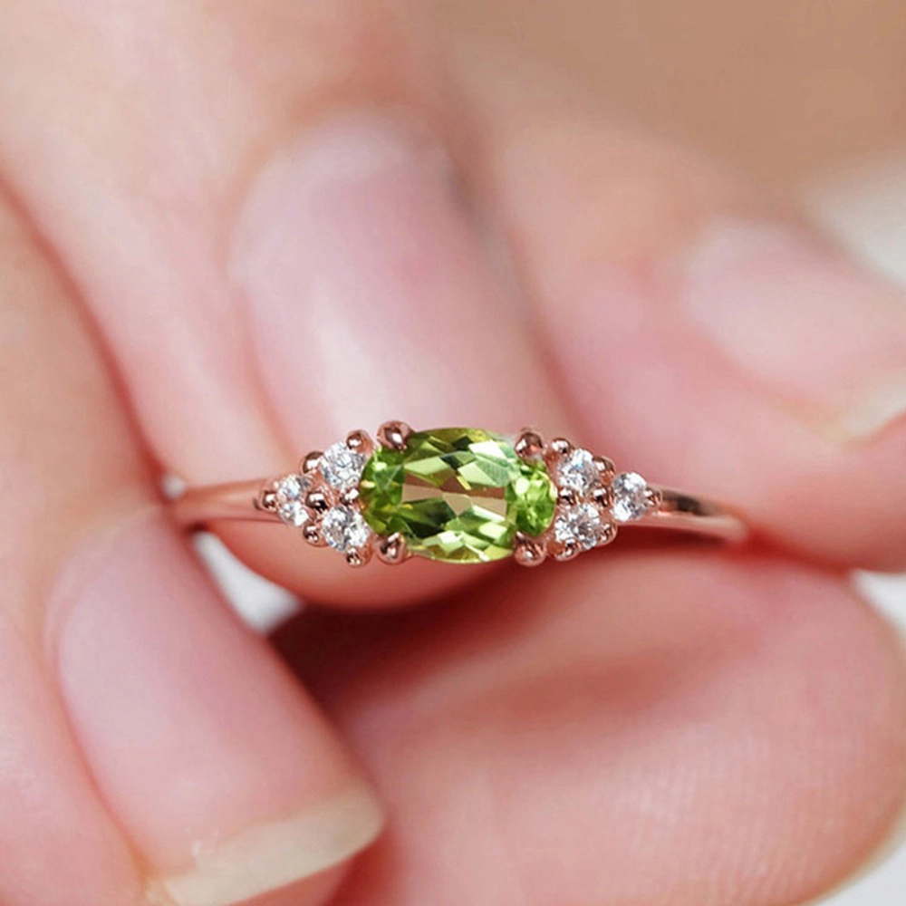 Classic Oval Cut Center Stone with Side Accents Minimalist Stackable Ring