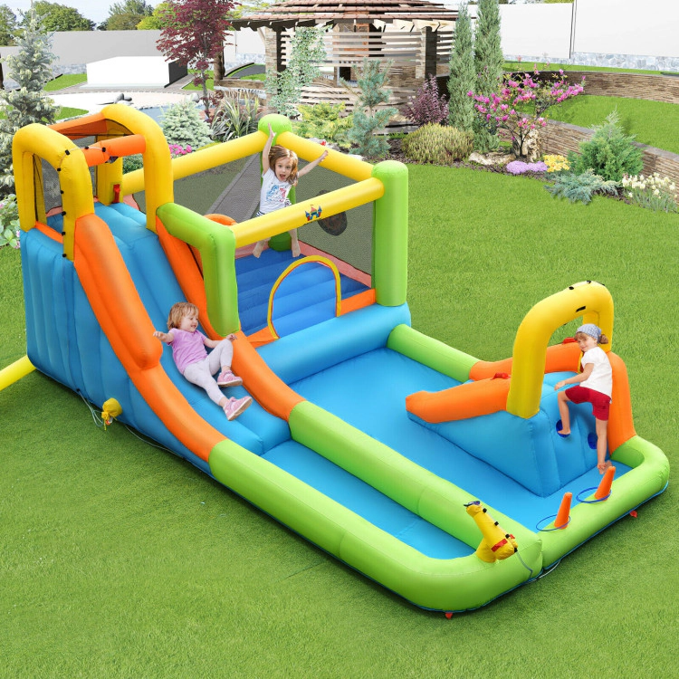 Hivvago 8 in 1 Inflatable Water Slide Park Bounce House Without Blower
