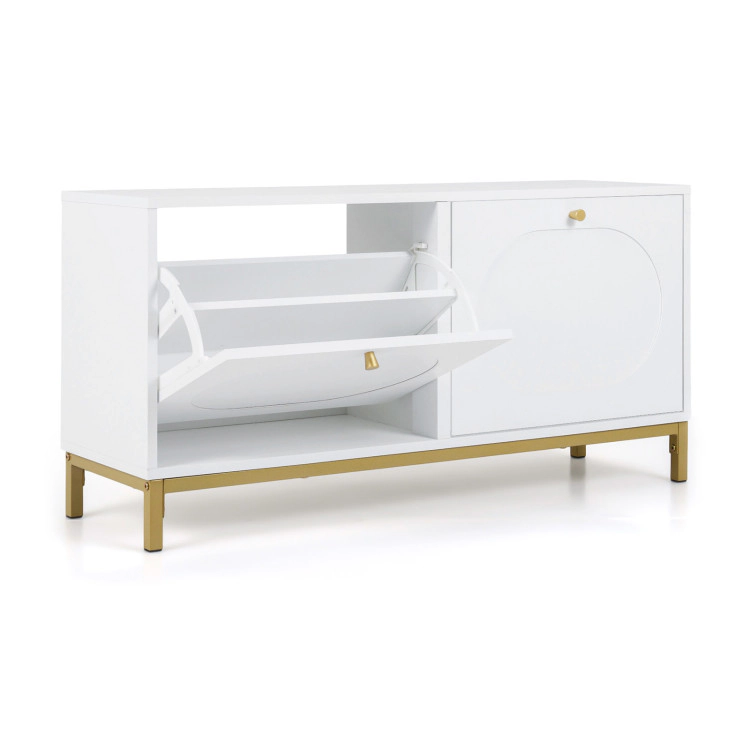 Hivvago Shoe Storage Bench Narrow Entryway Bench With 2 Flip Drawers Adjustable Shelves