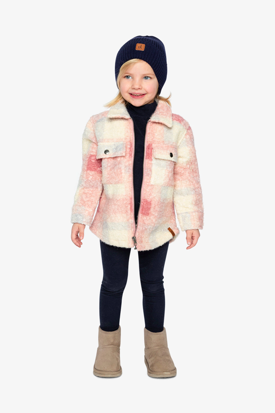 Deux par Girls Zipped Plaid Overshirt with Chest Pockets