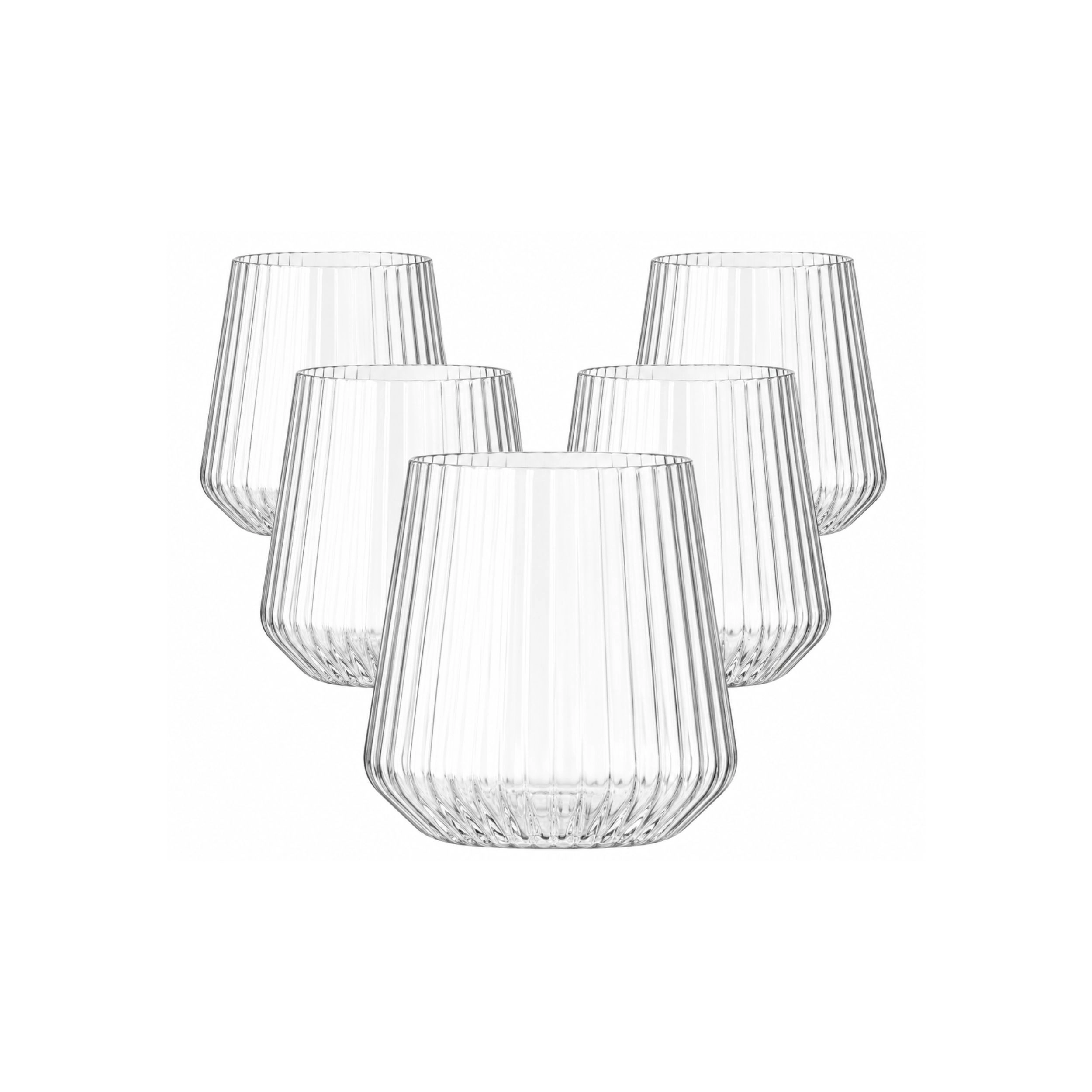Stock Preferred Ribbed Plastic Stemmed Wine Glasses with Origami Design