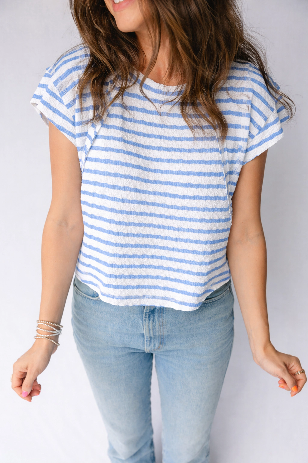 Threaded Pear Women's Maddie Sleeve Patchwork T Shirt