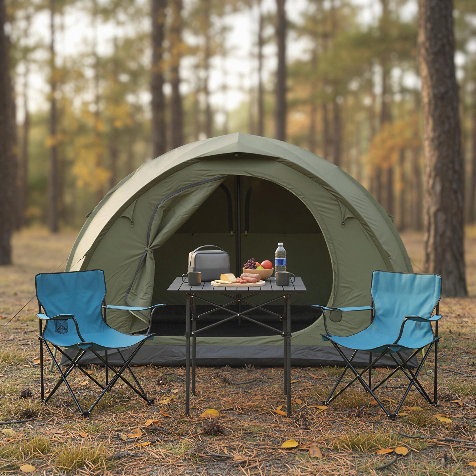 LJG Folding Roll-up Camping Table with Metal Legs