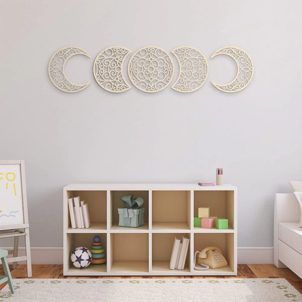 Granny Furni Antic Unisex Nordic Wood Moon Phase Wall Art