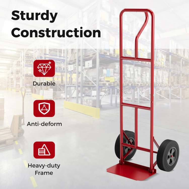 SUGIFT 660-lb Capacity P-Handle Hand Truck Dolly with Foldable Load Plate and Double Bearing Wheels